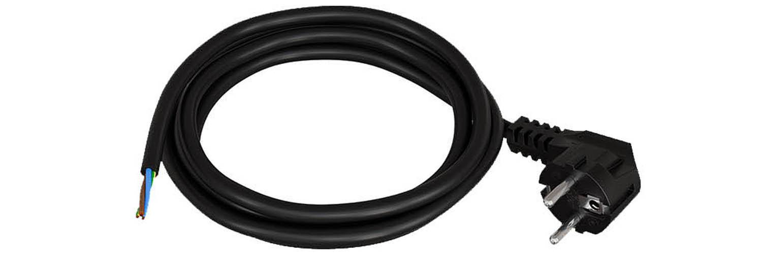 Кабель H05VV F 3G075 з вилкою DE 1 R 2 чорний